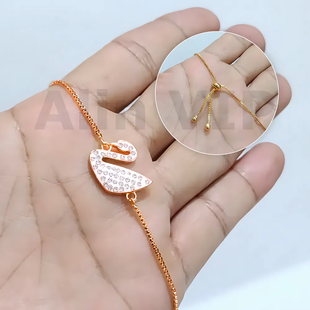 gelang serut aesthetic lapisan logam gold angsa zircon berkilau alin vip gls033