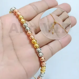 gelang serut bola pasir tiga warna style korea lapis gold alin vip gls026
