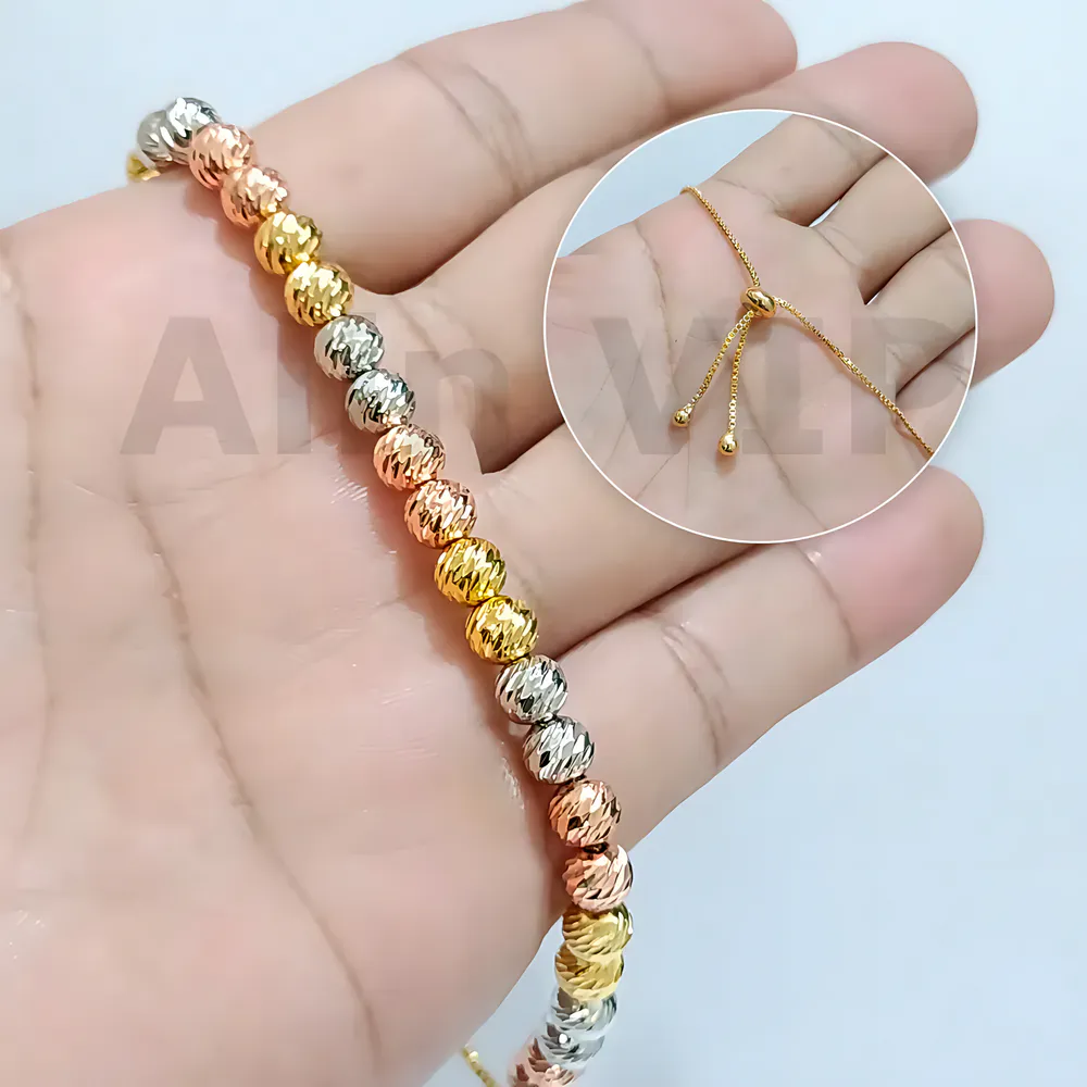 gelang serut bola pasir tiga warna style korea lapis gold alin vip gls026