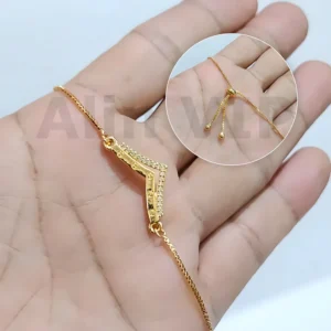 gelang serut charm v chevron zirconia fashion gold elegan alin vip gls050