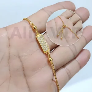 gelang serut fashion wanita charm plat zirconia gold plated mewah alin vip gls039