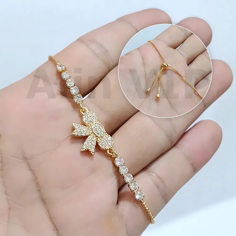 gelang serut lapis emas charm pita zirconia cantik alin vip gls034