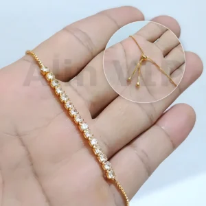 gelang serut lapis emas tennis zirconia mewah wanita alin vip gls021