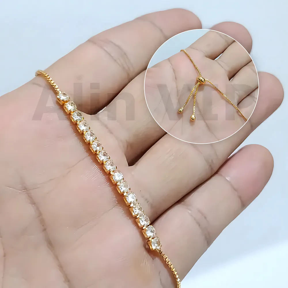 gelang serut lapis emas tennis zirconia mewah wanita alin vip gls021