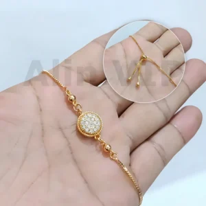 gelang serut lapis gold permata zirconia bulat mewah alin vip gls012