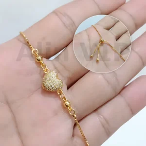 gelang serut liontin hati full mata zirconia gaya aesthetic alin vip gls020