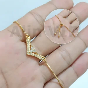 gelang serut mahkota v shape cluster permata perhiasan tangan mewah alin vip gls049