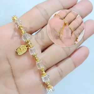 gelang serut manik kristal bening transparan gaya mewah alin vip gls029