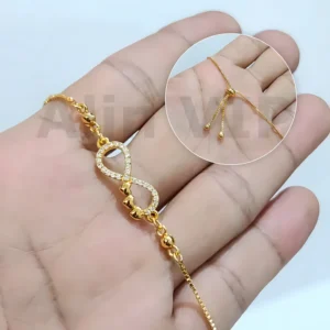 gelang serut minimalis lapis gold infinity elegan alin vip gls035