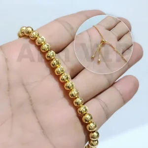 gelang serut model bola ulir tone gold mewah fashion alin vip gls040