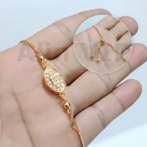 gelang serut model oval zirconia warna gold viral wanita alin vip gls018