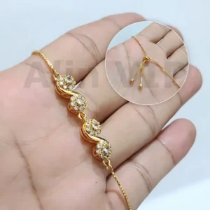 gelang serut motif gelombang cluster permata zircon style elegant alin vip gls032