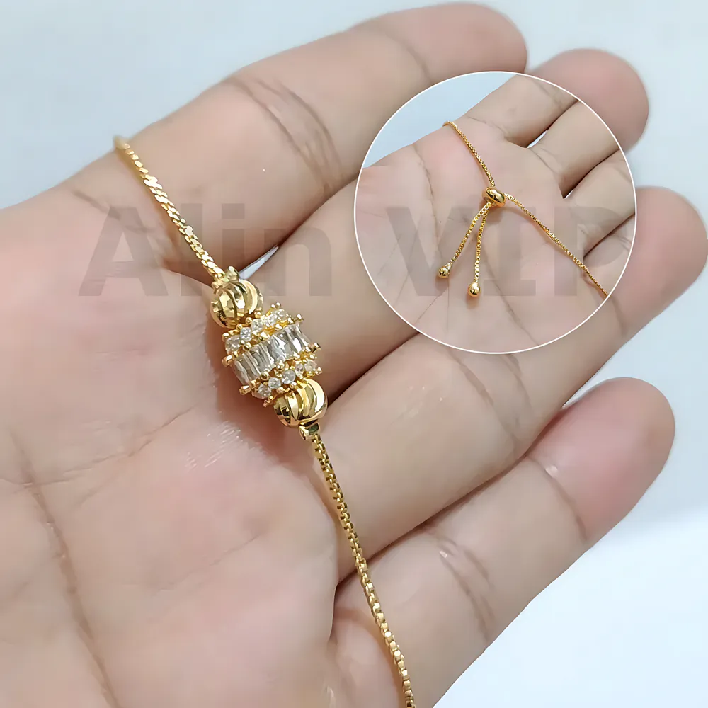 gelang serut permata zircon lapis gold mewah tabung kotak alin vip gls001