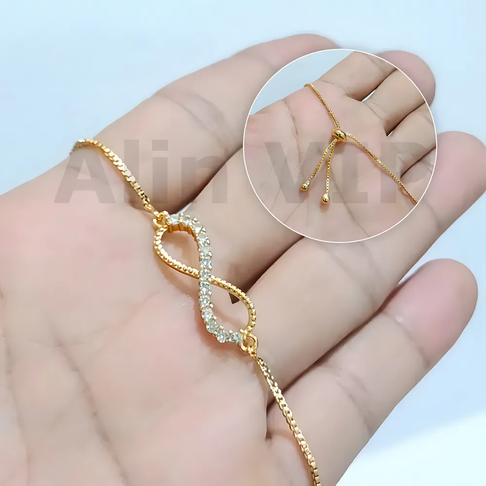 gelang serut permata zirconia lapis gold mewah simpel alin vip gls038