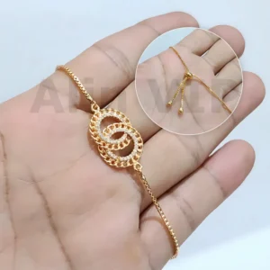 gelang serut wanita lapis emas charm lingkaran zirconia mewah alin vip gls030