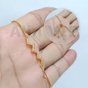 gelang serut zig zag permata zirconia perhiasan lapis emas alin vip gls022