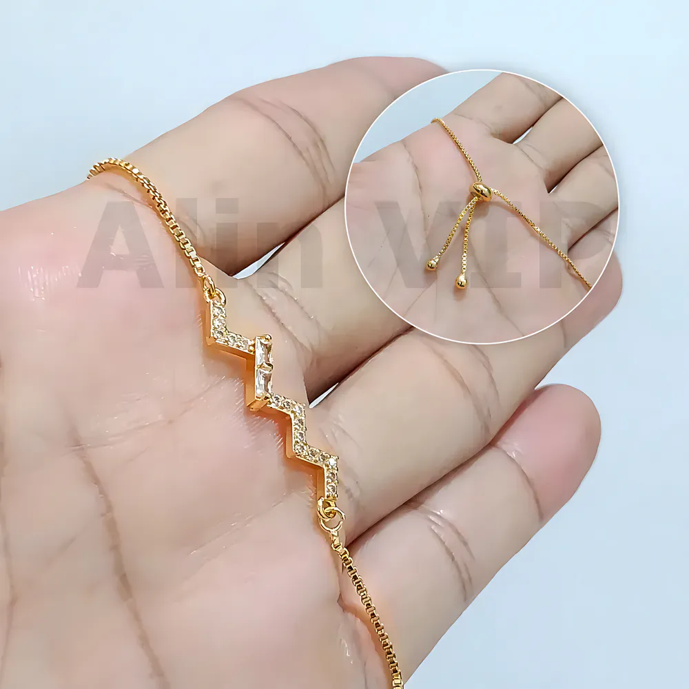 gelang serut zig zag permata zirconia perhiasan lapis emas alin vip gls022