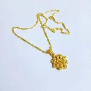 kalung bunga segi enam titanium gold wanita rantai bambu anti karat alin vip klw128