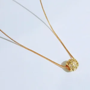 kalung liontin bambu tabung permata rantai italy titanium gold 45cm alin vip klw131