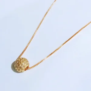 kalung titanium gold liontin bulat tabung permata rantai italy alin vip klw132